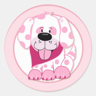 Sticker Rond Sceau d'enveloppe POPY POPY DOG PINK DOT