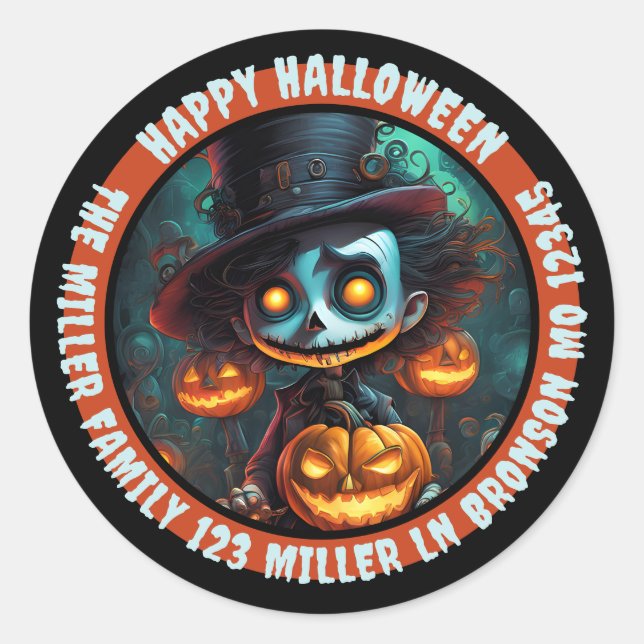 Sticker Rond Sceau d'enveloppe pour homme déplaisant et Jack-O- (Devant)