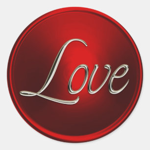 Sticker Rond Sceau d'enveloppe Red Love
