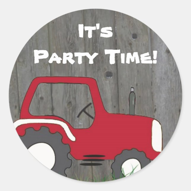 Sticker Rond Sceau d'enveloppe Red Tractor Party (Devant)