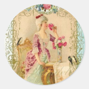 Sticker Rond Sceau d'enveloppe Rococo beige