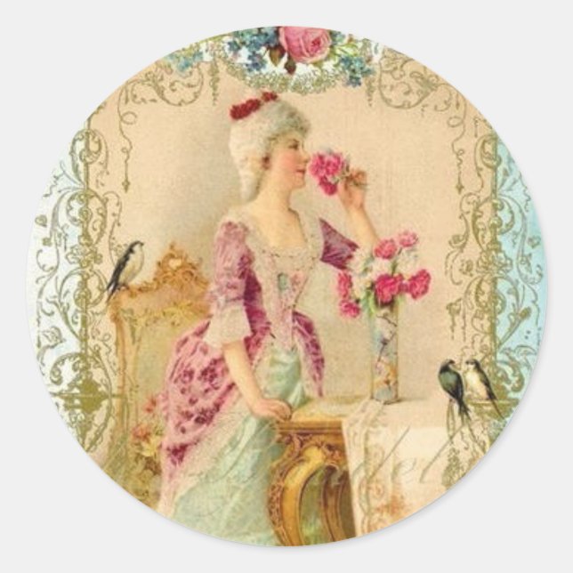 Sticker Rond Sceau d'enveloppe Rococo beige (Devant)