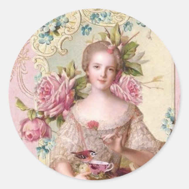 Sticker Rond Sceau d'enveloppe Rococo rose (Top10) (Devant)