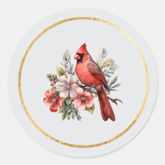 Sticker Rond Sceau d'enveloppe rond brillant Cardinal (Devant)