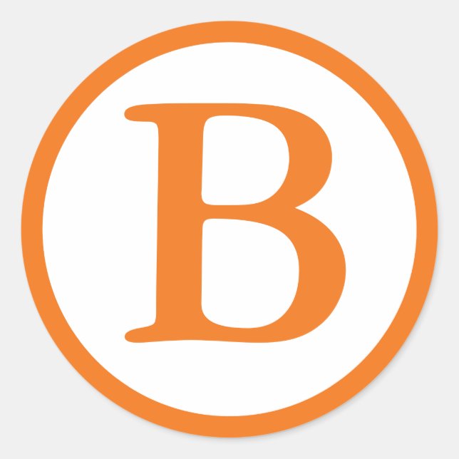 Sticker Rond Sceau d'enveloppe ronde avec monogramme - orange m (Devant)
