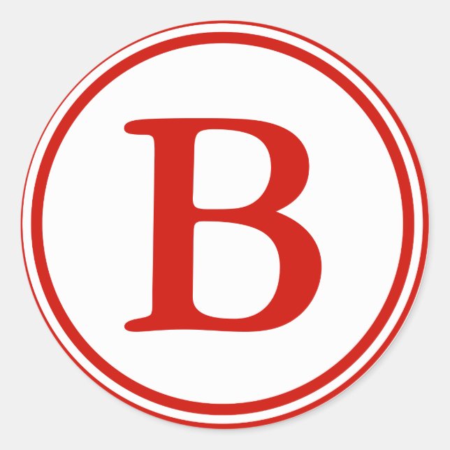 Sticker Rond Sceau d'enveloppe ronde avec Monogramme - Rouge et (Devant)