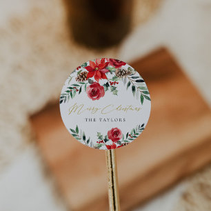 Sticker Rond Sceau d'enveloppe ronde classique de Noël moderne