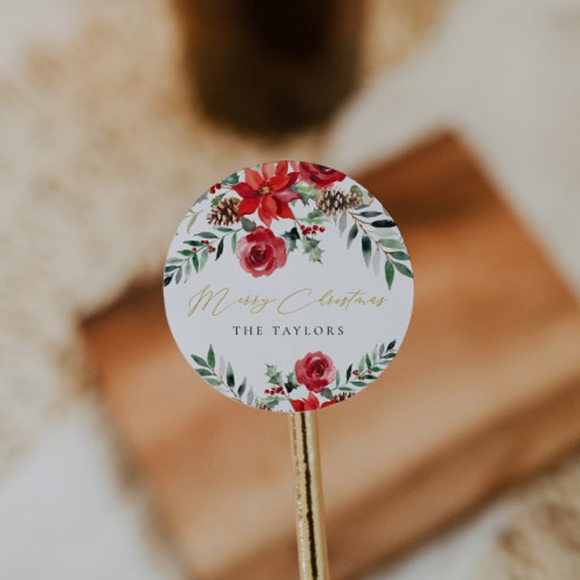 Sticker Rond Sceau d'enveloppe ronde classique de Noël moderne (Créateur téléchargé)