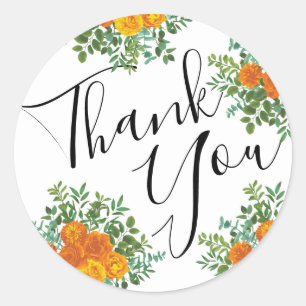 Sticker Rond Sceau d'enveloppe Rose et pivoine orange