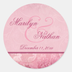 Sticker Rond Sceau d'enveloppe rose floral Paisley