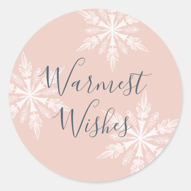 Sticker Rond Sceau d'enveloppe rose neige hiver Wonderland (Devant)