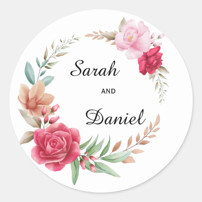 Sticker Rond Sceau d'enveloppe Rose noir et rose clair (Devant)