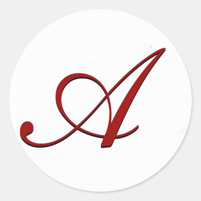Sticker Rond Sceau d'enveloppe rouge avec monogramme (Devant)