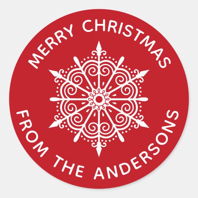 Sticker Rond Sceau d'enveloppe rouge blanc de Noël (Devant)
