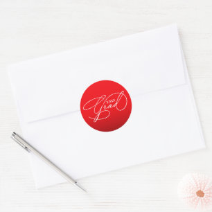Sticker Rond Sceau d'enveloppe rouge de diplômé en écriture bla