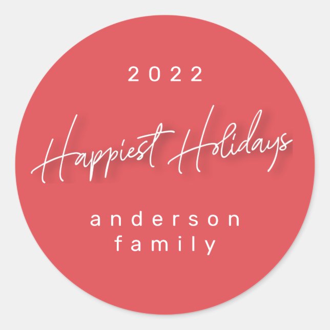 Sticker Rond Sceau d'enveloppe rouge et blanc de vacances joyeu (Devant)