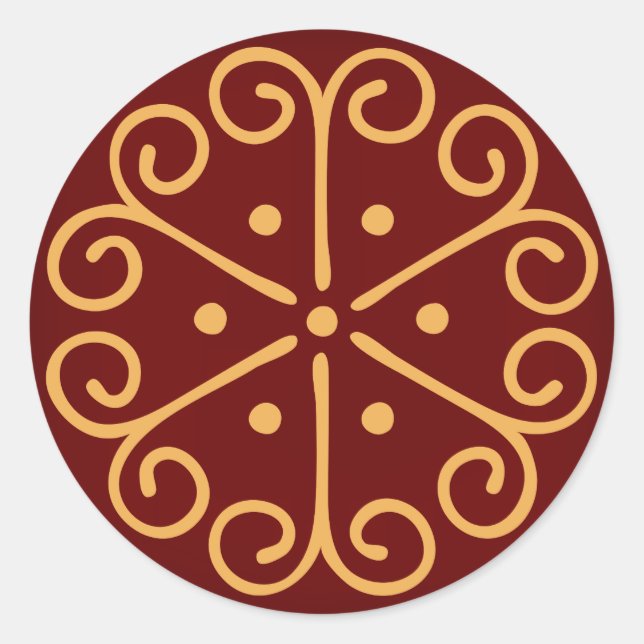 Sticker Rond Sceau d'enveloppe rouge foncé de Noël avec flocon  (Devant)