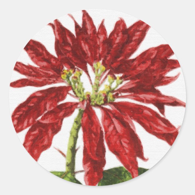 Sticker Rond Sceau d'enveloppe rouge Poinsettia (Devant)