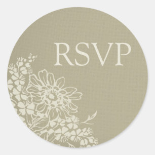 Sticker Rond Sceau d'enveloppe RSVP vintage Floral Wedal