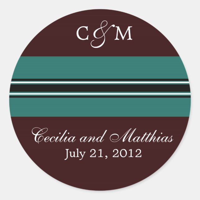 Sticker Rond Sceau d'enveloppe turquoise et Brown (Devant)