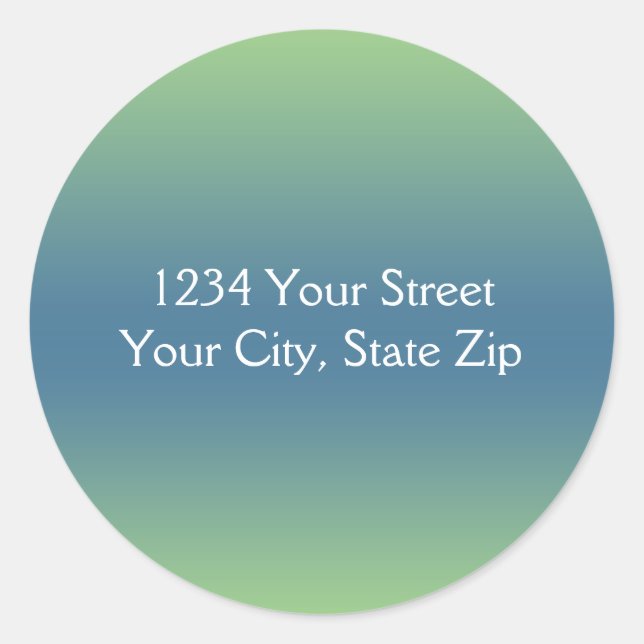 Sticker Rond Sceau d'enveloppe vert et bleu avec adresse (Devant)