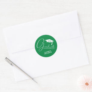 Sticker Rond Sceau d'enveloppe vert pour fête de remise de dipl