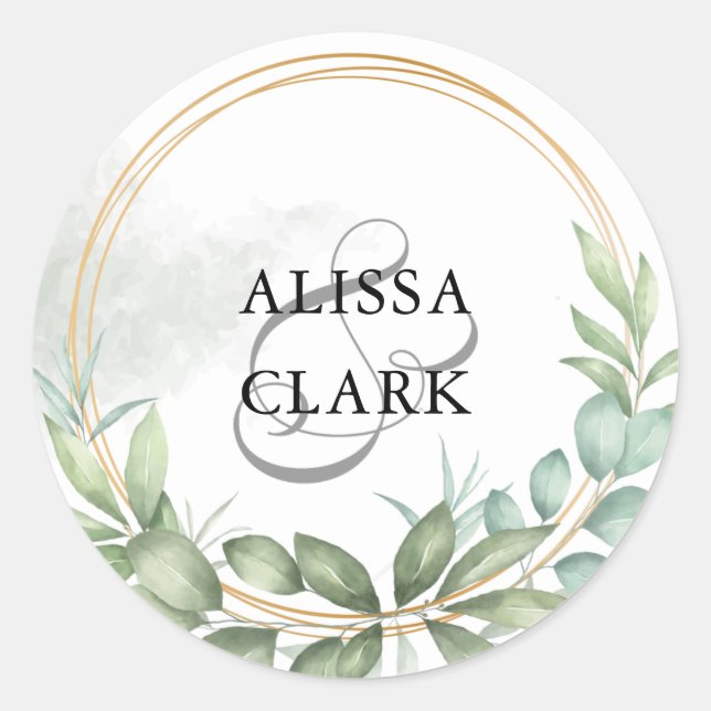 Sticker Rond Sceau D'Enveloppe Verte Et Or Moderne (Devant)