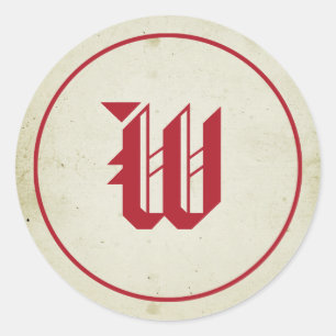 Sticker Rond Sceau d'enveloppe vintage de monogramme rouge