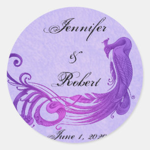 Sticker Rond Sceau d'enveloppe Vintage de paon pourpre