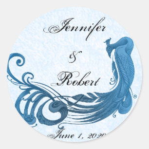 Sticker Rond Sceau d'enveloppe Vintage Royal Blue Peacock