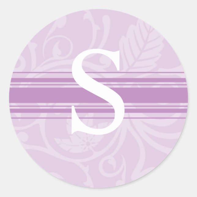 Sticker Rond Sceau d'enveloppe violette Monogramme S mariage (Devant)