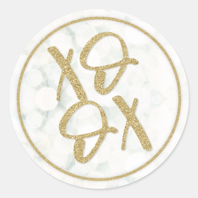 Sticker Rond Sceau d'enveloppe XOXO blanc minimum + or (Devant)
