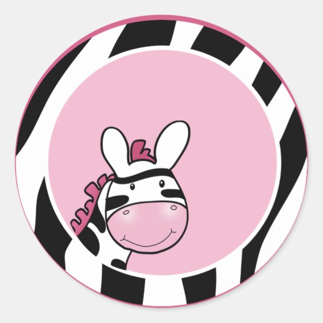 Sticker Rond Sceau d'enveloppe ZEBRA STRIPE ROSE SASSY (Devant)
