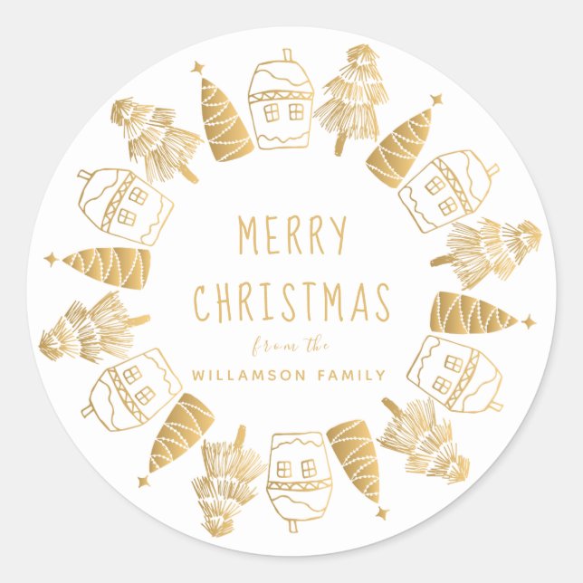 Sticker Rond Sceau d'enveloppes personnalisées de Noël Joyeux e (Devant)