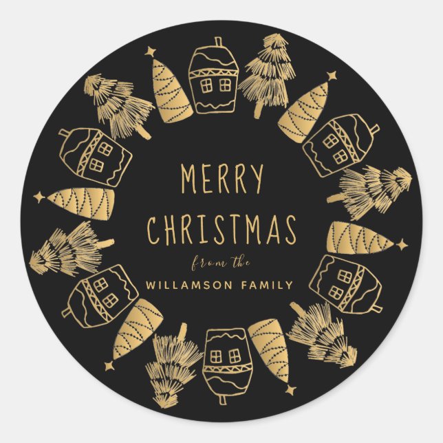 Sticker Rond Sceau d'enveloppes personnalisées de Noël Joyeux e (Devant)