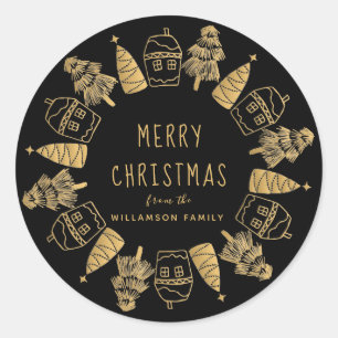 Sticker Rond Sceau d'enveloppes personnalisées de Noël Joyeux e