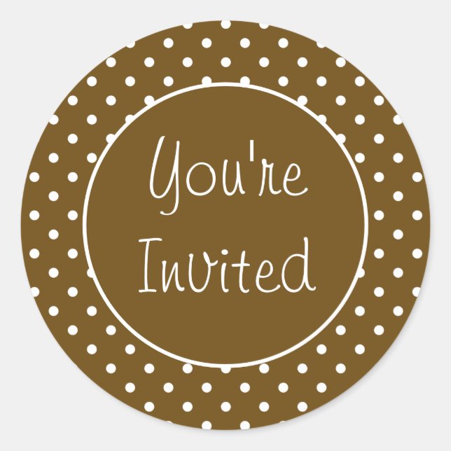 Sticker Rond Sceau d'enveloppes Polka Dot Cuivre Invité (Devant)