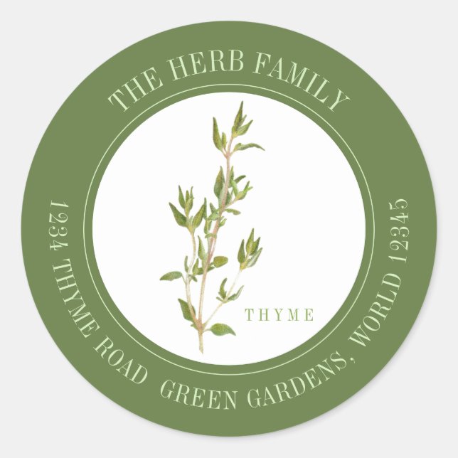Sticker Rond Sceau d'enveloppes ronds FRAIS THYME - Vert (Devant)