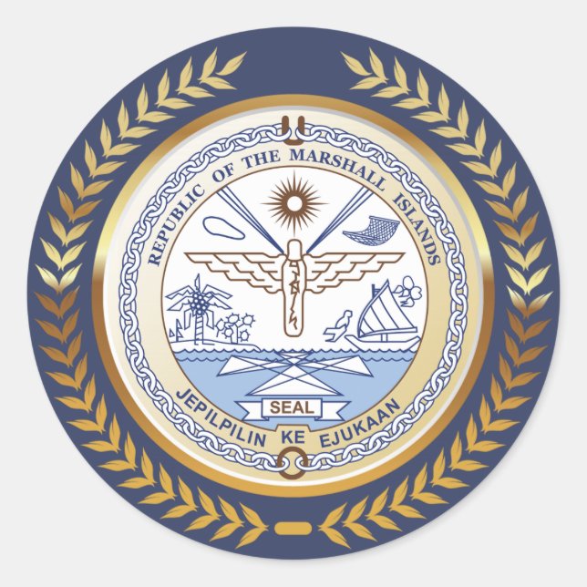 Sticker Rond Sceau des Îles Marshall (Devant)