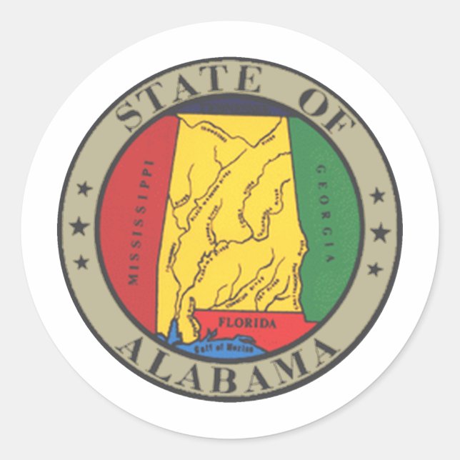 Sticker Rond Sceau d'État de l'Alabama (Devant)