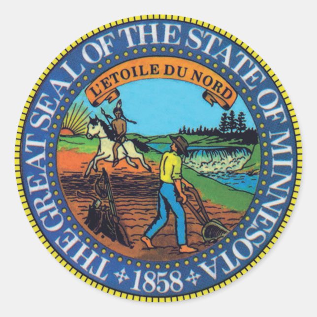 Sticker Rond Sceau d'État du Minnesota (Devant)