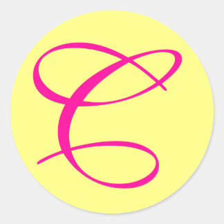 STICKER ROND SCEAU D'ÉTIQUETTE C ROSE CHAUD ET CRÈME