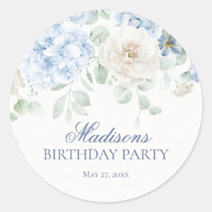 Sticker Rond Sceau d'invitation d'anniversaire aux fleurs d'hyd