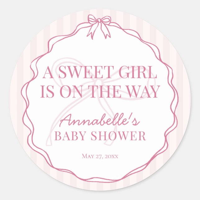 Sticker Rond Sceau d'invitation de Baby Shower Pastel avec un N (Devant)