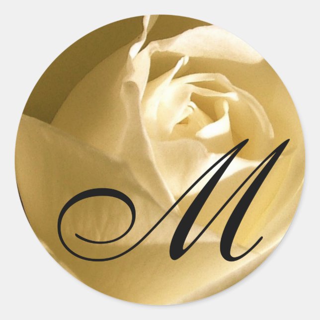 Sticker Rond Sceau d'invitation_Initial, monogramme, Rose lettr (Devant)