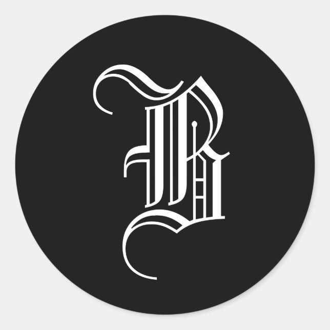Sticker Rond Sceau d'invitation Monogramme "B" Ancien style ang (Devant)