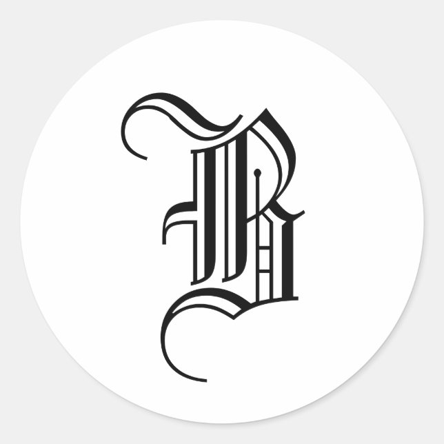 Sticker Rond Sceau d'invitation monogramme "B" Vieux anglais no (Devant)