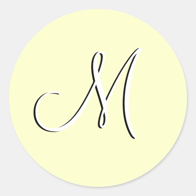 Sticker Rond Sceau d'ivoire Monogramme M Faire-part de mariage (Devant)