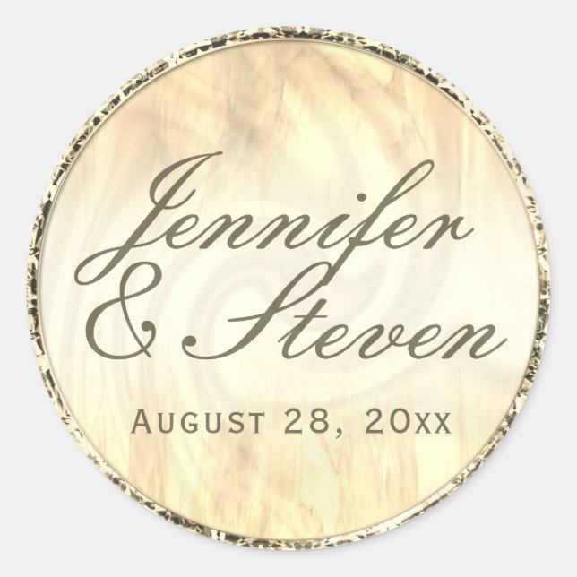 Sticker Rond Sceau d'or doux Monogramme personnalisé (Devant)