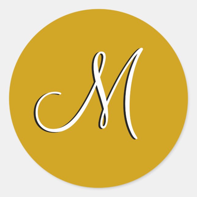 Sticker Rond Sceau d'or Monogramme M Faire-part de mariage (Devant)